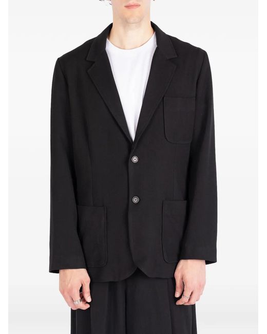 Societe Anonyme Black Granpa Notch-Lapel Cotton Blazer for men