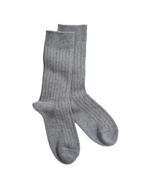 RoToTo Gray Ribbed-Knit Crew Socks