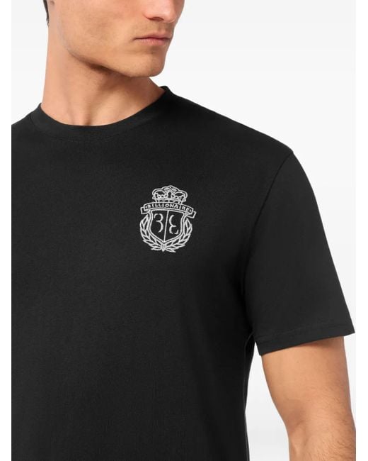 Billionaire Black Embroidered Crest T-Shirt for men