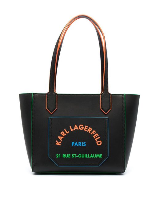 Karl Lagerfeld K journey Neon Edge Small Tote Bag in Black Lyst UK