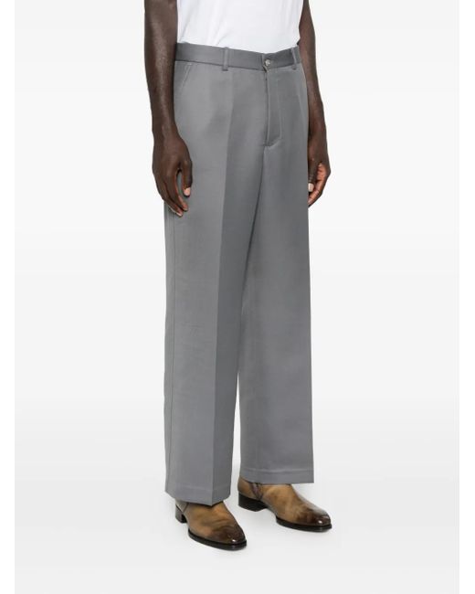 Second/Layer Gray Pleated Wool Trousers for men