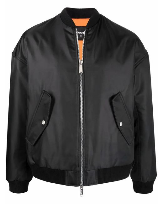 DSquared² Black Slogan-Print Bomber Jacket for men