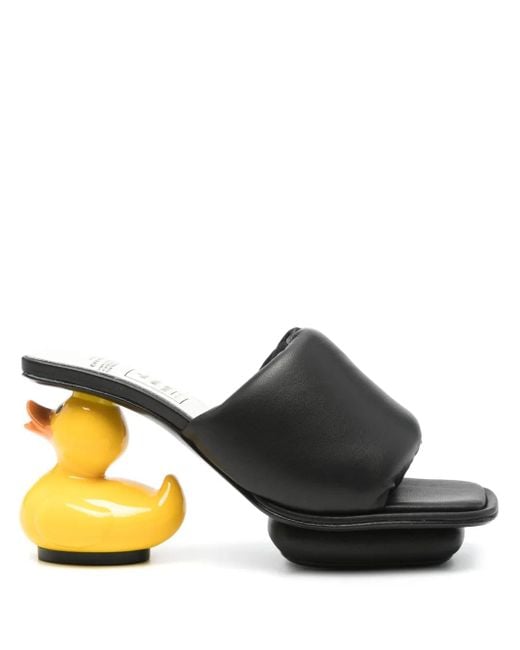 Maison Mihara Yasuhiro Black 90Mm Duck Heel Mules