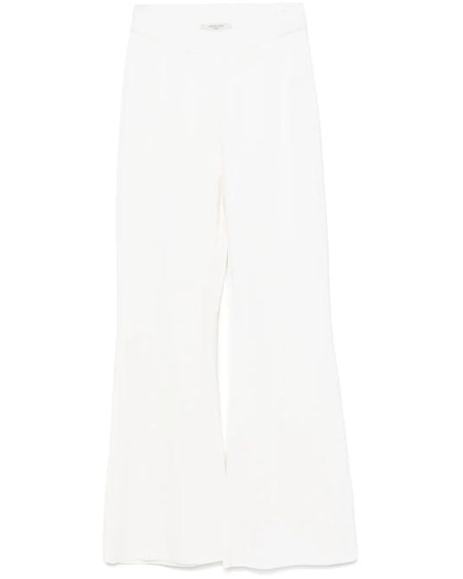 Charlott White Knitted Wool Flared Trousers