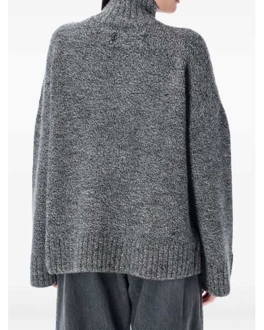 J.W. Anderson Gray High-Neck Leather-Patch Sweater