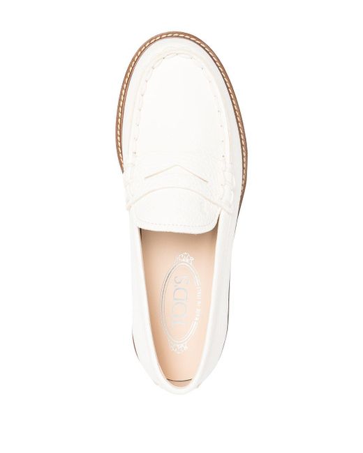 Tod's Leer Loafers Met Chunky Zool in het Wit - Lyst