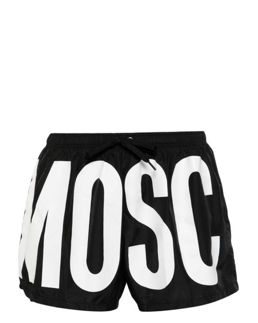 Moschino Black Logo Print Swim Shorts for men