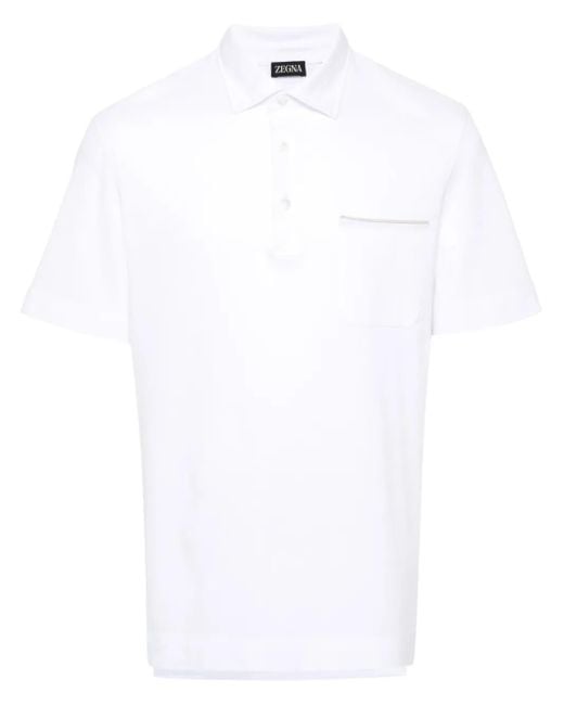 Zegna White Piqué Polo Shirt for men