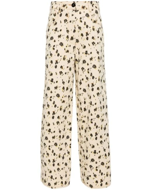 Pantalones palazzo con estampado de leopardo Forte Forte de color White