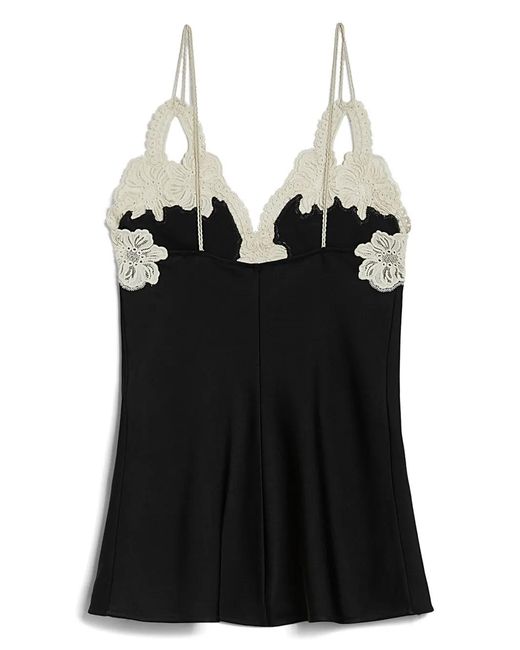 Jil Sander Black Floral-Embroidered Top