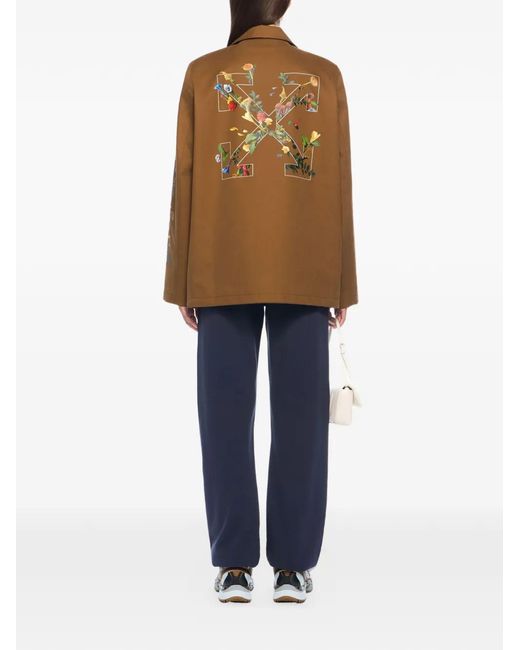 Off-White c/o Virgil Abloh Brown Aarrow Floral Twill Jacket