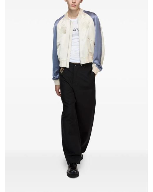 Acne White Logo-Embroidered Bomber Jacket for men