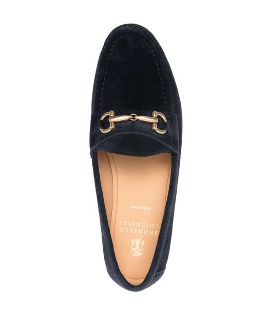 メンズ Brunello Cucinelli ホースビット スエード ローファー Black