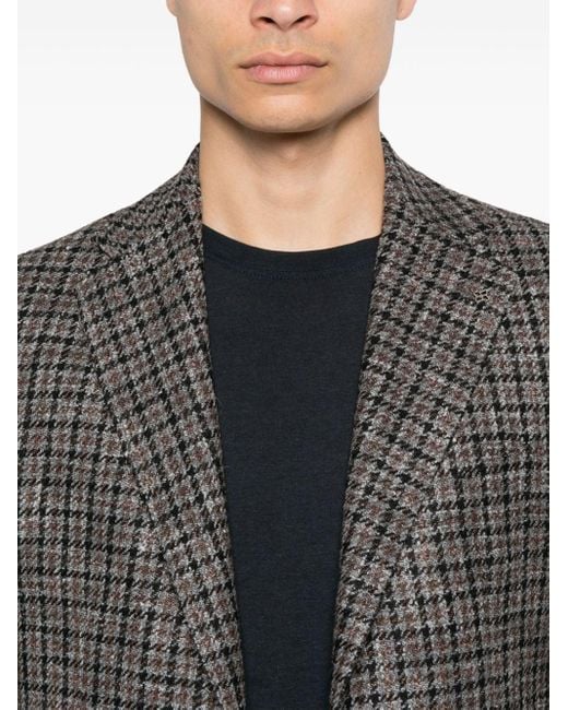 Tagliatore Gray Check-Pattern Long-Sleeve Blazer for men