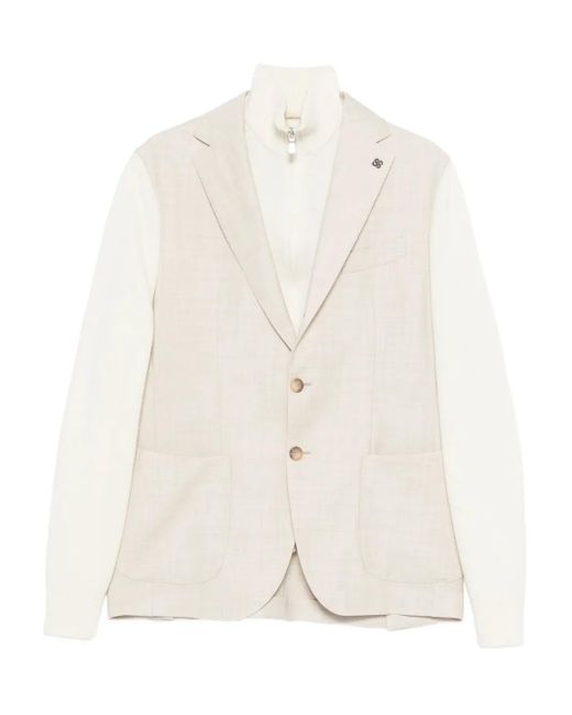 Gran Sasso White Pocket Button Blazer for men