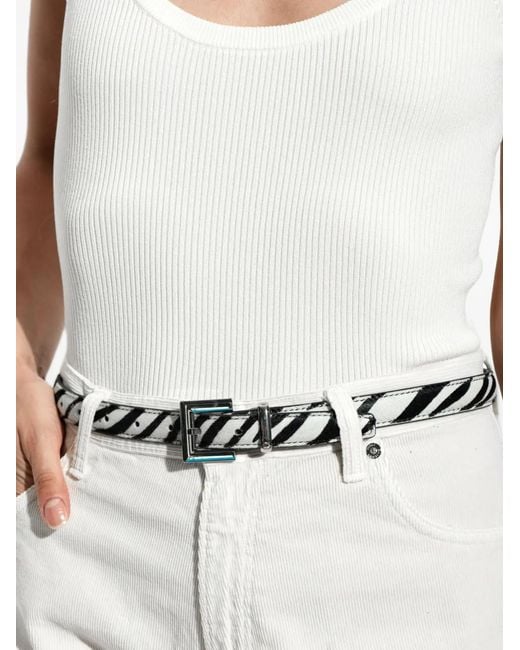 Anine Bing White Nicola Zebra-Print Belt