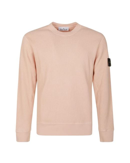 Stone Island Pink Logo-Badge Sweatshirt for men