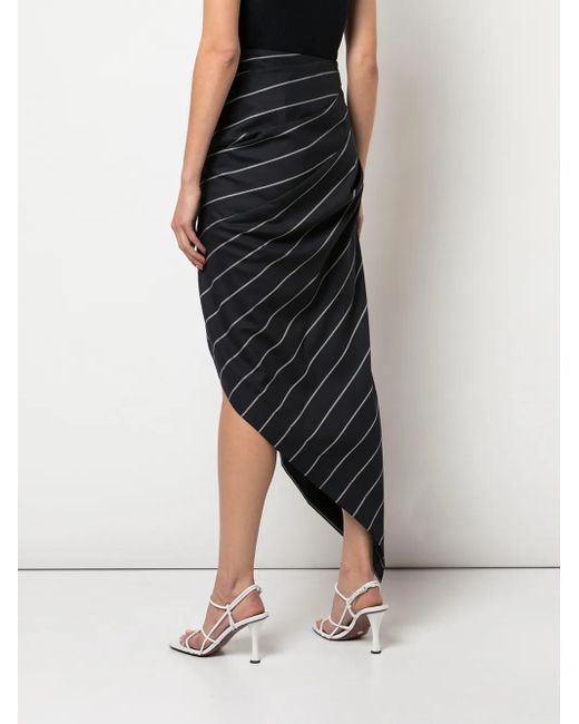 Monse Black Pinstriped Asymmetric Skirt