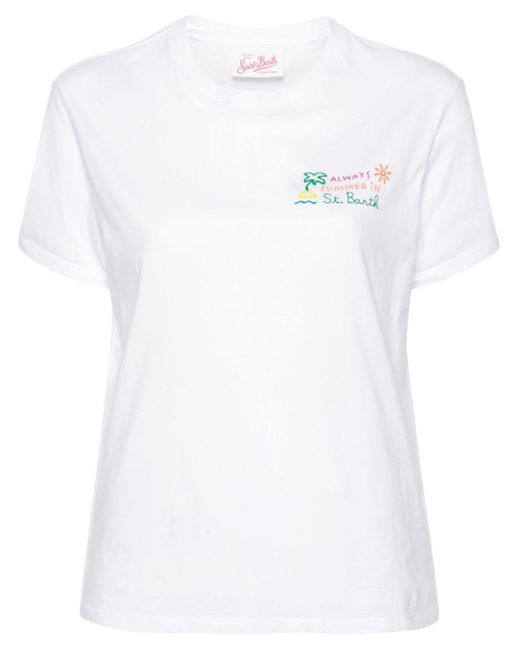 Mc2 Saint Barth White Besticktes T-Shirt