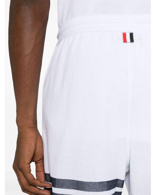 Thom Browne Pikee-Shorts mit 4-Streifen-Logo in White für Herren
