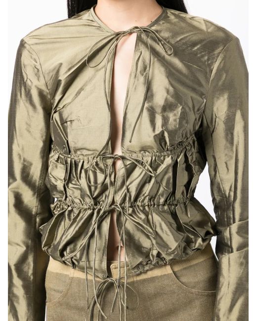 Christopher Esber Green Metallic-Effect Silk Jacket