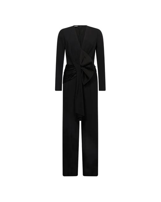 Alberta Ferretti Black Bow-Detail Belted Jumpsuit