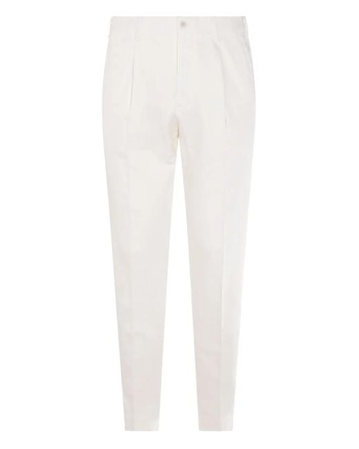 Incotex White Logo-Patch Trousers for men