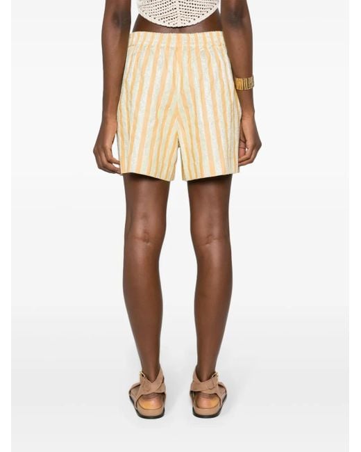Forte_forte Natural Bermuda Shorts In Cotton And Linen With Lurex