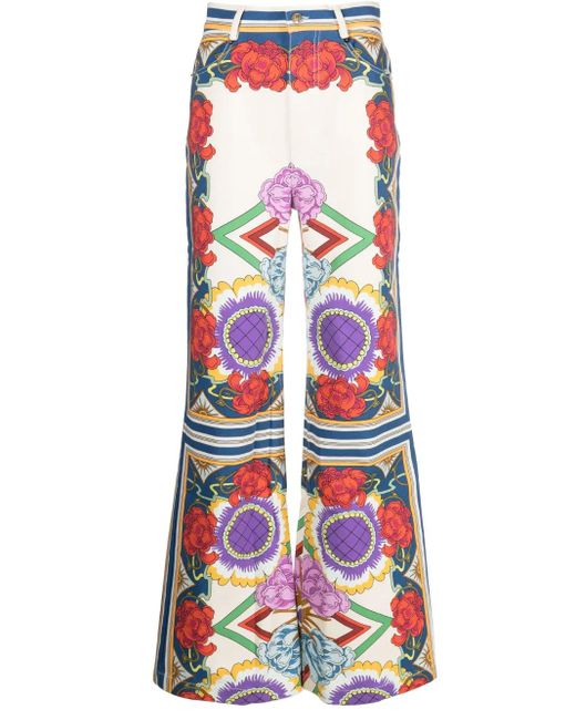 LaDoubleJ Liberty-Print Flared Jeans