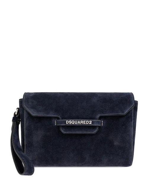 DSquared² Blue Twin Suede Clutch Bag for men