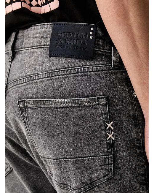 Scotch & Soda Black Faded Whiskered Jeans for men