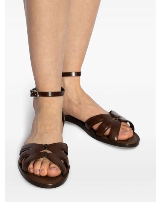 Max Mara Brown Leather Flat Sandals