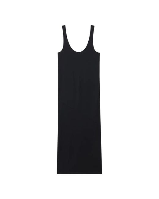 Another Tomorrow Black Asymmetric Seam-Detail Dress