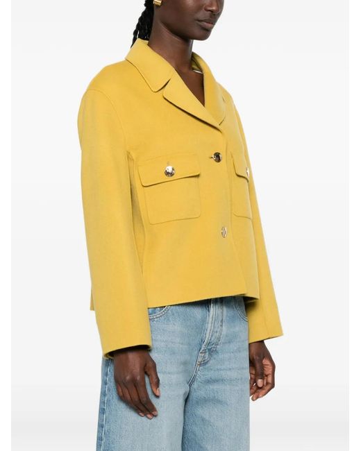 Max Mara Yellow Button-Up Chest-Pocket Jacket