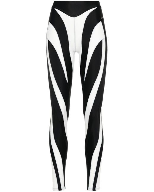 Mugler Black Spiral Panelled leggings