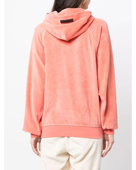 Fear of God ESSENTIALS Velour Rib-trimmed Hoodie in Pink | Lyst
