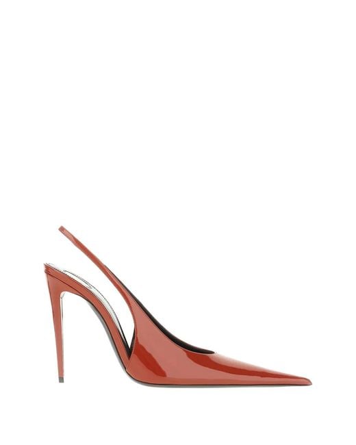 Saint Laurent Pink Guermantes Patent-Leather Slingback Pumps