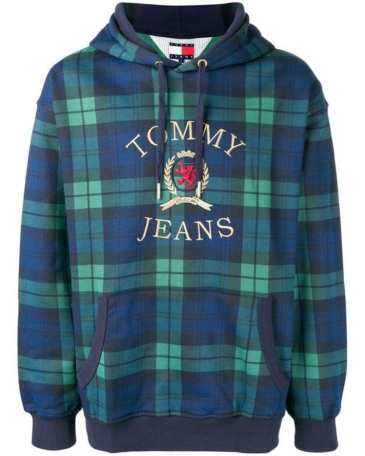 Sweat à capuche à carreaux Tommy Hilfiger pour homme en coloris Blue