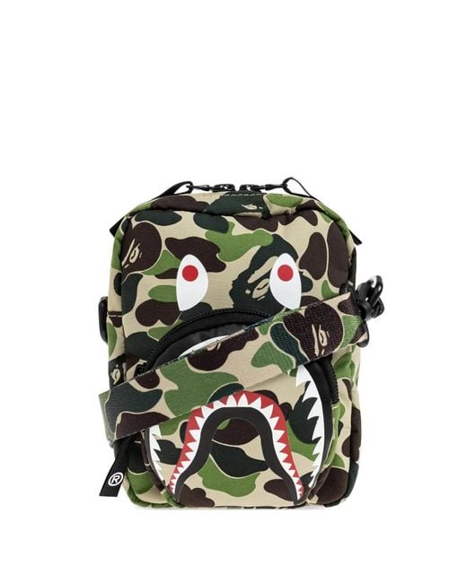 A Bathing Ape Green Mini Abc Camo Shark Shoulder-Bag for men