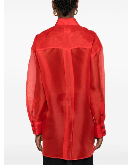 Khaite Red Mahmet Silk Shirt