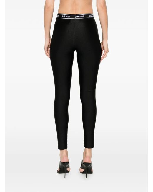 Just Cavalli Black Legging À Taille Logo