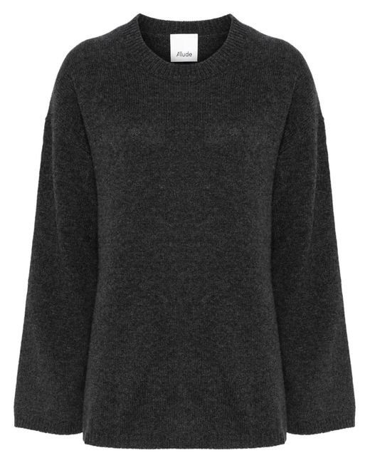 Allude Black Cashmere Crew-Neck Sweater