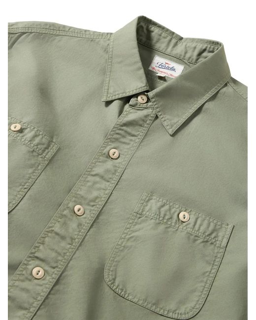 Fortela Green Workt Patch-Pocket Cotton Shirt for men