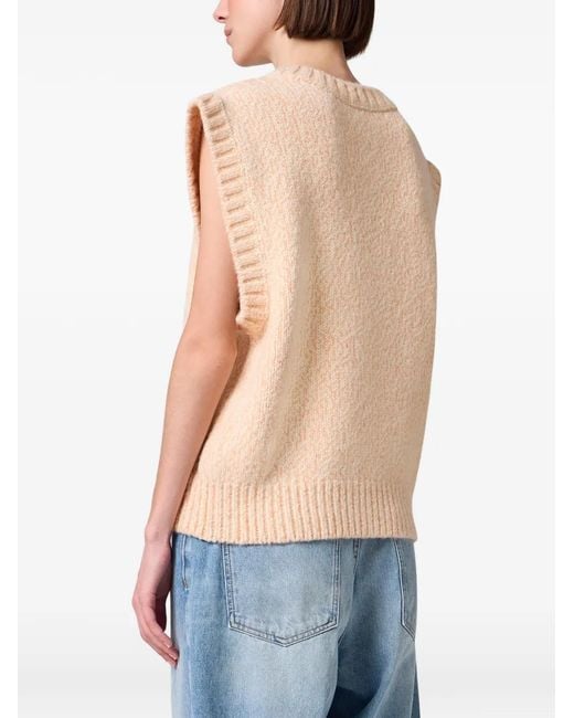 MSGM White Argyle-Intarsia Knitted Sweater