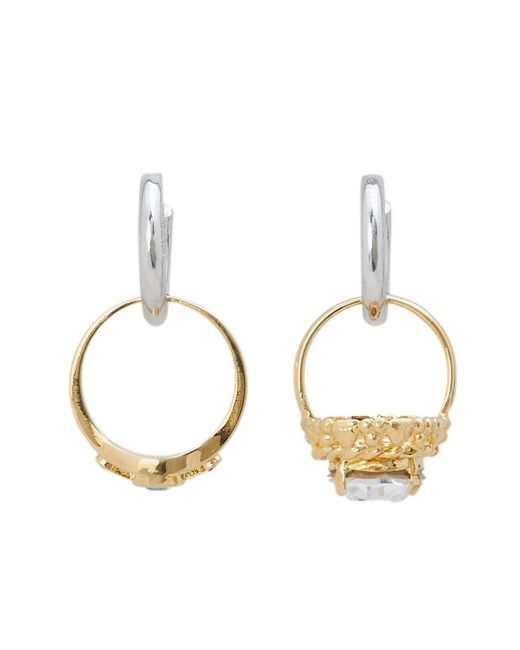 Marni Metallic Finger-Ring Hoop Earrings
