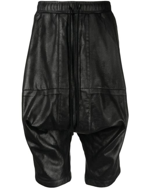 Julius Black Bonded-seam Drawstring Drop-crotch Shorts for men