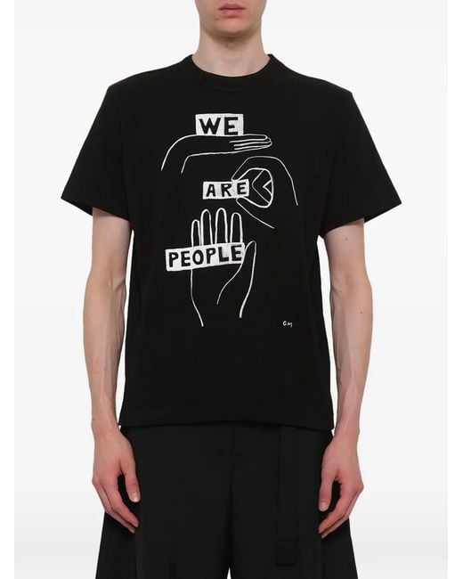 Sacai Black X Geoff Mcfetridge Graphic-Print T-Shirt for men