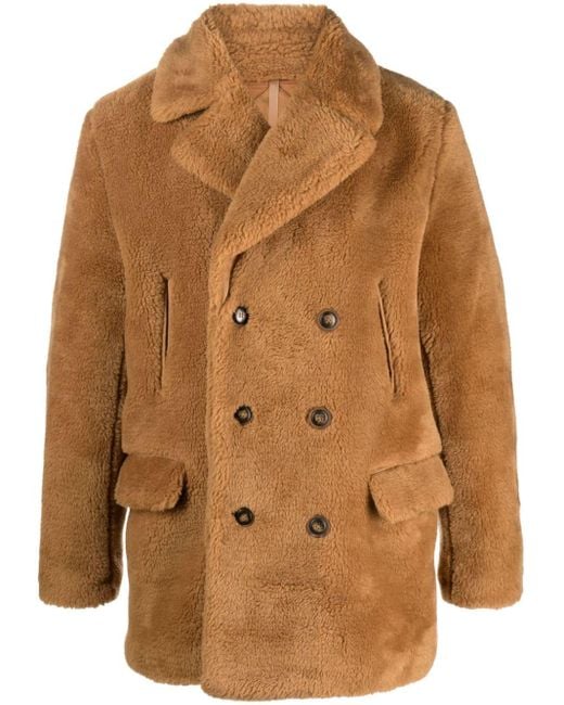 Ugg Brown Ashbury Fluff Double-breasted Peacoat for men