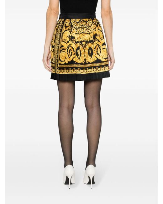 Versace Yellow Barocco-print Silk Miniskirt