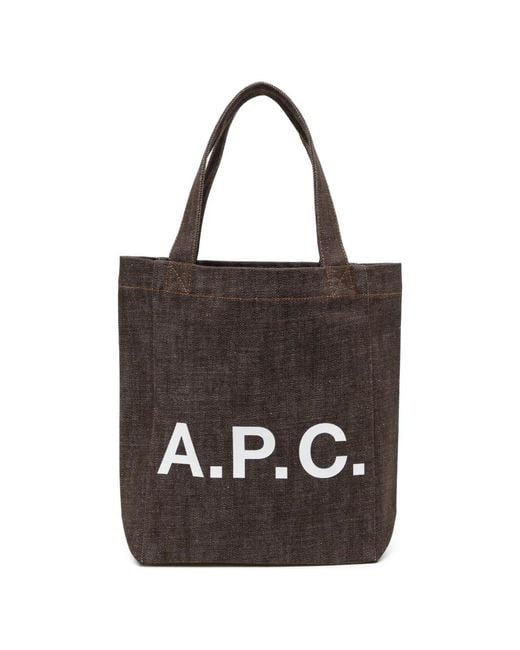 A.P.C. Black Logo-Print Tote Bag